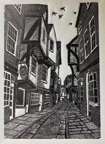 The Shambles, York wood engraving